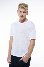 ⁦טי שירט פשתן /לבן⁩ – תמונה ⁦4⁩