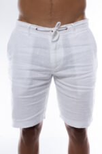 ⁦מכנסי פשתן ברמודה/ לבן⁩ – תמונה ⁦3⁩