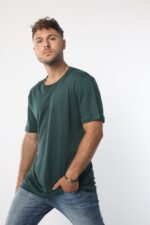 טי שירט פשתן / ירוק בקבוק