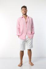 ⁦מכנסי פשתן ברמודה/ לבן⁩ – תמונה ⁦4⁩