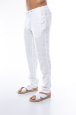 ⁦מכנסי פשתן ארוכים | לבן⁩ – תמונה ⁦4⁩