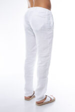 ⁦מכנסי פשתן ארוכים | לבן⁩ – תמונה ⁦2⁩