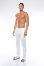 ⁦מכנסי פשתן ארוכים | לבן⁩ – תמונה ⁦11⁩