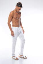 ⁦מכנסי פשתן ארוכים | לבן⁩ – תמונה ⁦9⁩