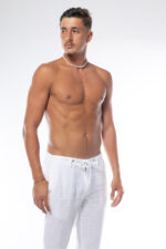 ⁦מכנסי פשתן ארוכים | לבן⁩ – תמונה ⁦8⁩