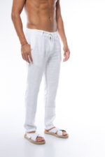 ⁦מכנסי פשתן ארוכים | לבן⁩ – תמונה ⁦7⁩