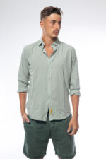 ⁦חולצת כותנה צווארון רגיל איטליה | ירוק בהיר⁩ – תמונה ⁦4⁩