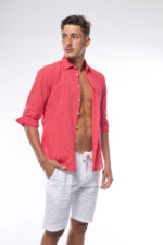 חולצת כותנה צווארון רגיל איטליה | פוקסיה