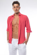 ⁦חולצת כותנה צווארון רגיל איטליה | פוקסיה⁩ – תמונה ⁦4⁩