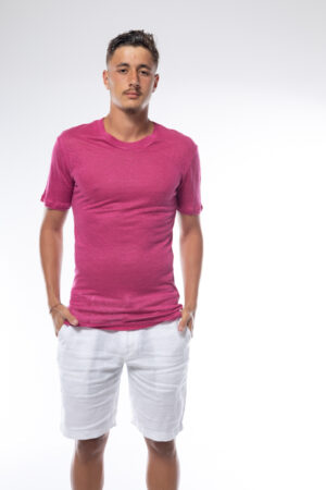 טי שירט פשתן /פוקסיה