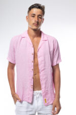 ⁦חולצת פשתן שרול קצר צווארון מעוגל איטליה | ורוד⁩ – תמונה ⁦13⁩