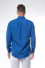 ⁦חולצת פשתן צווארון איטליה | כחול⁩ – תמונה ⁦4⁩