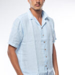 חולצת פשתן שרול קצר | תכלת