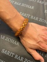 ⁦צמיד עור  צמה עגולה אבזם  מגנט /חום בהיר⁩ – תמונה ⁦3⁩