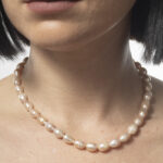 שרשרת חרוזי פנינים גולמי סוגר טבעת זהב/ ורוד