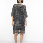 שמלת רשת פנינים | שחור