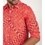 חולצת כותנה וואל צווארון בנדנה  | אדום