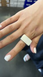⁦טבעת מלבנית שטוח | כסף⁩ – תמונה ⁦2⁩