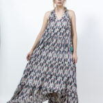 שמלה וי שרוך מקסי/ אליפסה אפור