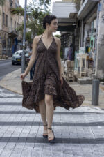 שמלת גופיה גב חשוף קצר מקדימה/שחור עם זהב