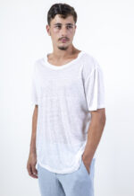 טי שירט פשתן /לבן