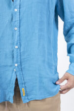 ⁦חולצת פשתן צווארון איטליה | תכלת כהה⁩ – תמונה ⁦8⁩