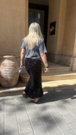 ⁦חצאית פייטים מקסי | שחור⁩ – תמונה ⁦4⁩