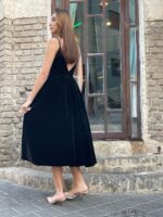 ⁦שמלת קטיפה ערב | שחור⁩ – תמונה ⁦2⁩