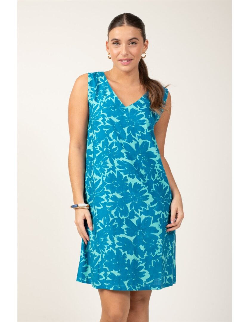 robe-droite-flowers-acquacol-vsans-manches2-pochesviscose-smlxl שמלת וואל מיני | טורקיז – תמונה 1