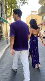 ⁦טי שירט וינטאג פשתן | סגול⁩ – תמונה ⁦6⁩