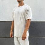 טי שירט וינטאג פשתן | בז