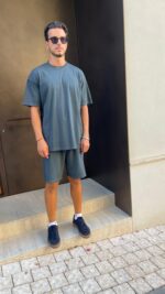 ⁦חליפת כותנה אוברסייז | אפור⁩ – תמונה ⁦5⁩