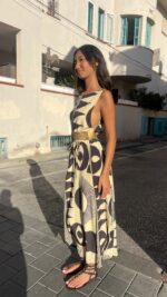 שמלת משי ולנטיס | חגורה זהב