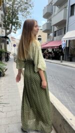 ⁦שמלה קימונו/ עיגולים בזהב⁩ – תמונה ⁦6⁩
