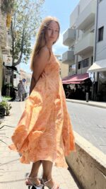 ⁦שמלת וואל מקסי | כתום⁩ – תמונה ⁦2⁩