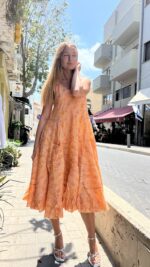 ⁦שמלת וואל מקסי | כתום⁩ – תמונה ⁦3⁩