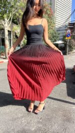 חצאית פליסה נצנצים /אדום