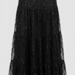 חצאית תחרה קומות /שחור