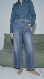 גינס ארוך מתרחב /כחול כהה