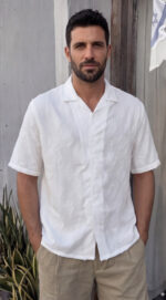 ⁦חולצה כותנה חצי שרוול מעויינים | לבן⁩ – תמונה ⁦7⁩