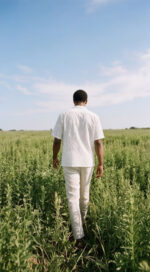 ⁦חולצה כותנה חצי שרוול מעויינים | לבן⁩ – תמונה ⁦4⁩