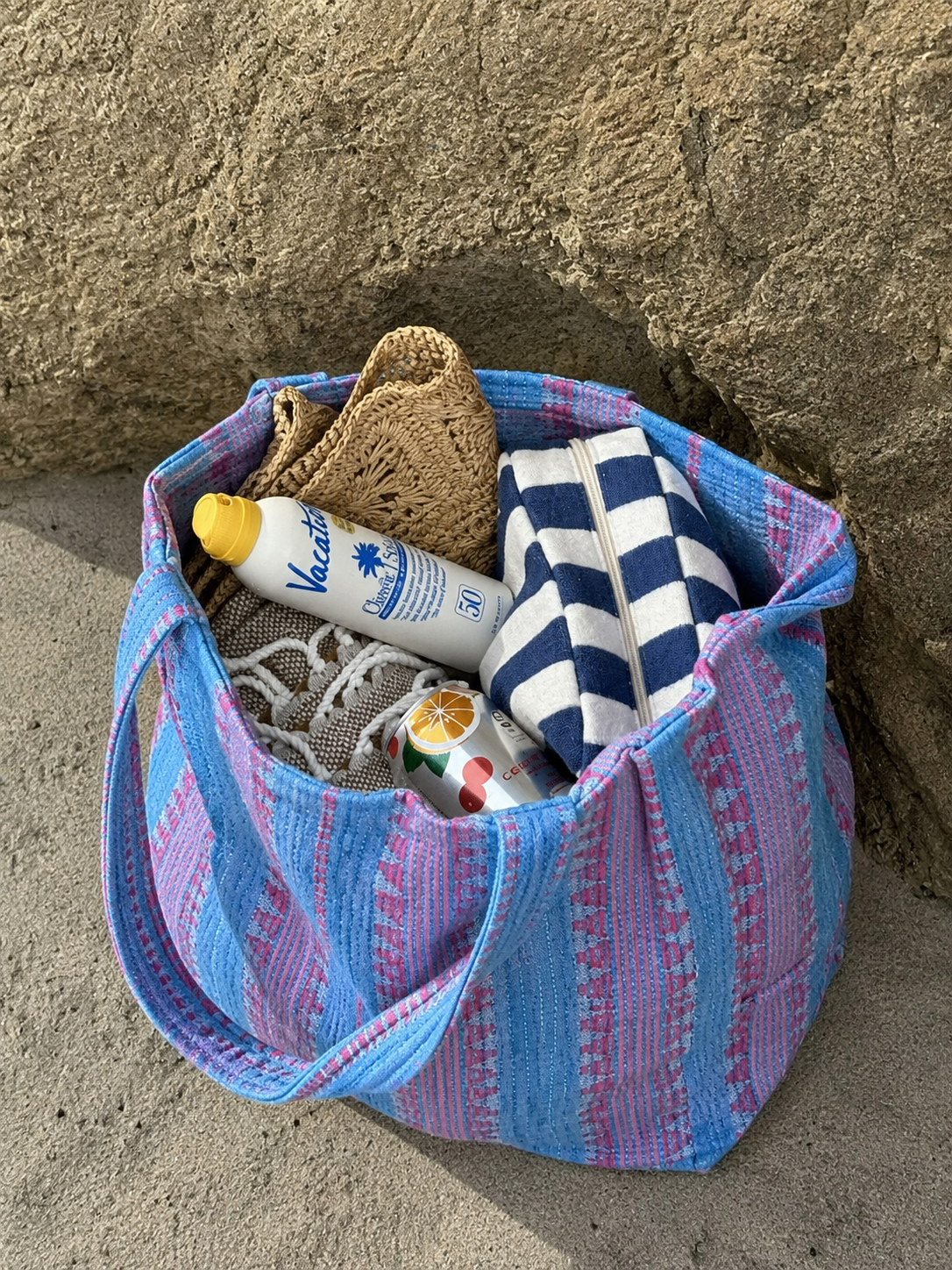 תיק כחול סגול tote bag | סגול גדול – תמונה 1