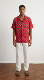 ⁦חולצה כותנה שרוול קצר / פרח אדום⁩ – תמונה ⁦2⁩
