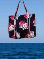 ⁦tote bag /  פרחים  שחור⁩ – תמונה ⁦2⁩