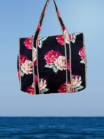 ⁦tote bag /  פרחים  שחור⁩ – תמונה ⁦4⁩